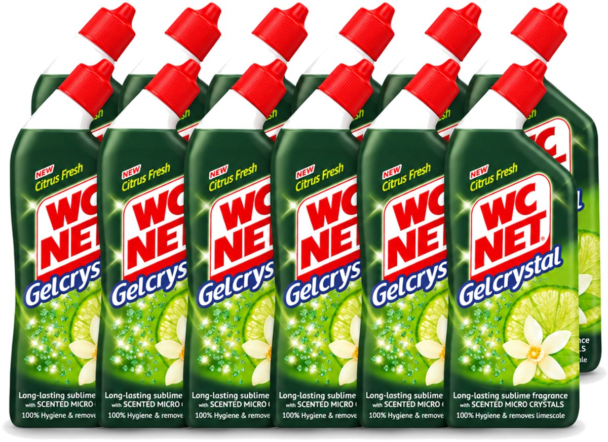 12 x WC Net - Toiletreiniger - Gel - Citrusgeur - Ontkalkt - 750ml - Voordeelverpakking - 12 stuks