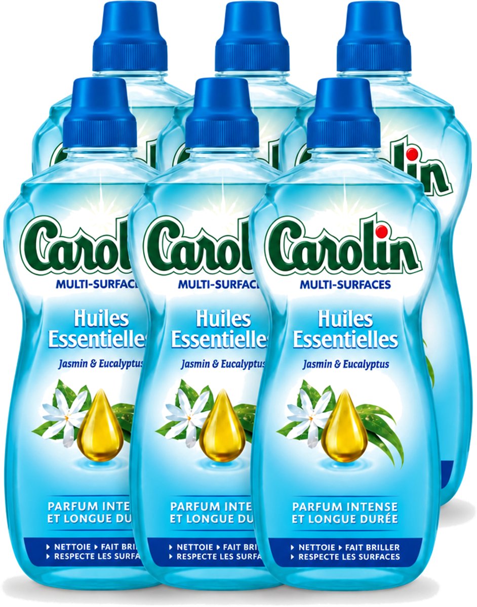 6 x Carolin - Allesreiniger - Essentiële Oliën van Jasmijn en Eucalyptus - 1 L - Voordeelverpakking - 6 stuks