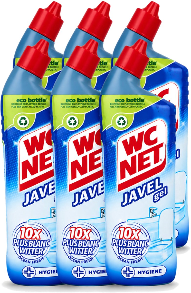 6 x WC Net - Toiletreiniger - Gel - Ocean Fresh - Gerecycled Materiaal - 750 ml - Voordeelverpakking - 6 stuks