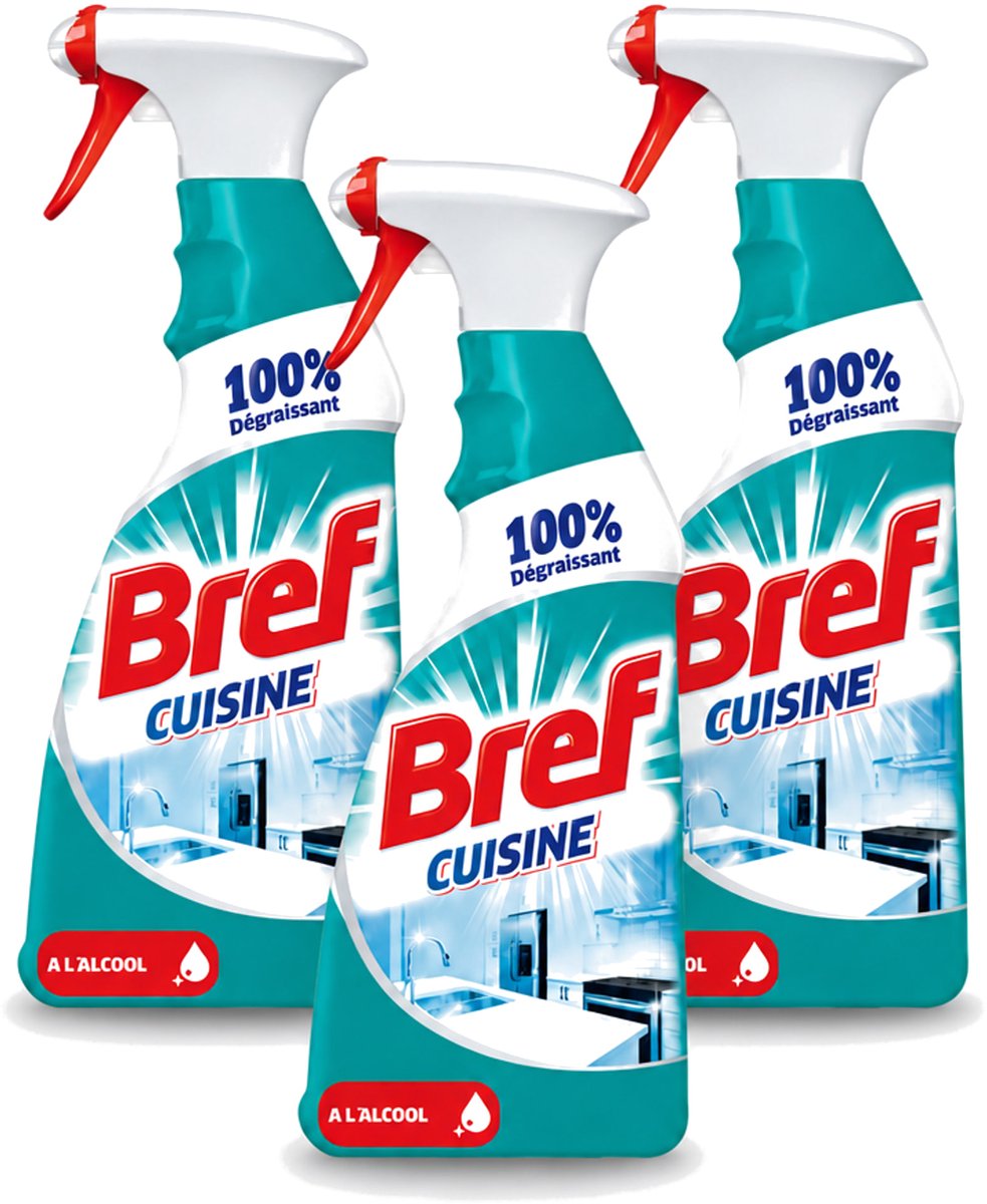 3 x Bref Keuken - Reinigingsspray - Ontvetter - Met Alcohol - 750 ml - Voordeelverpakking - 3 stuks