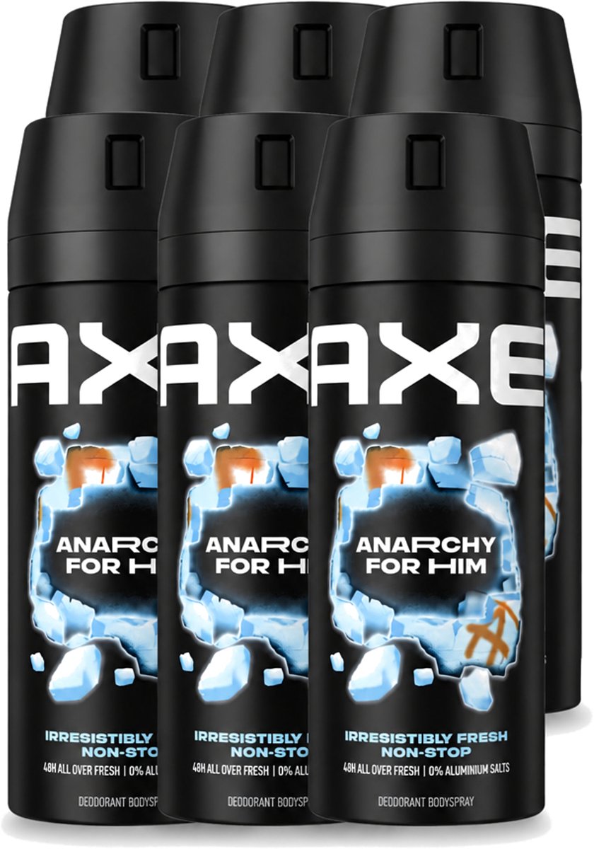 6 x Axe - Deodorant Bodyspray - 48hrs Fresh - Anarchy for Him - Dark Pomegranate & Sandalwood - 150 ml - Voordeelverpakking - 6 stuks