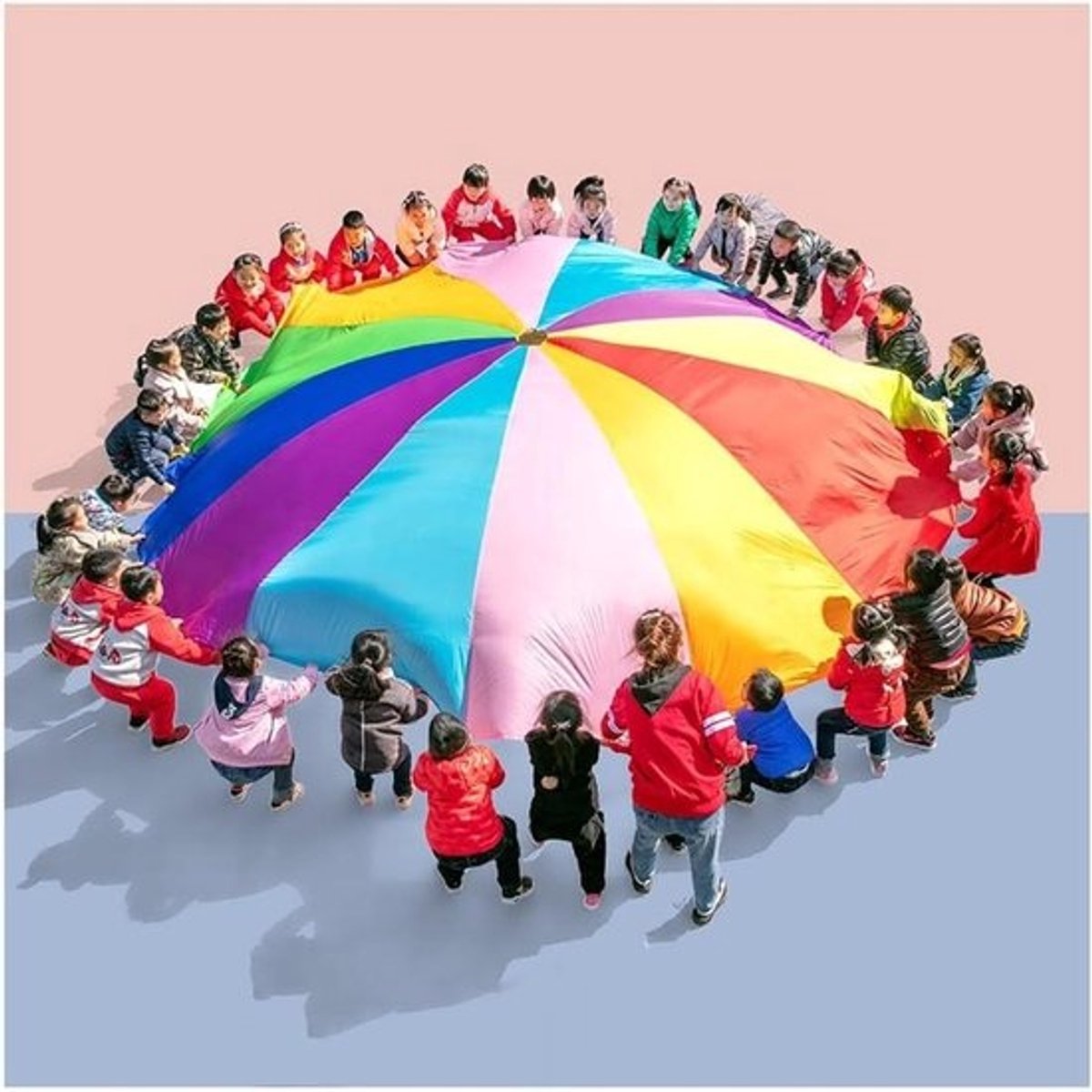 Kinderparachute - Speelparachute - Buiten spelen - Groepssamenwerking - 5 meter - Regenboog