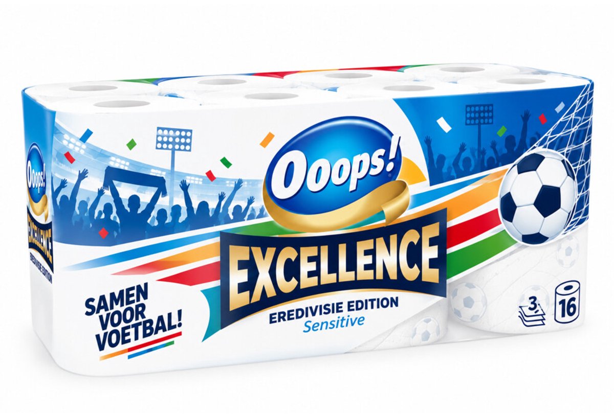 Ooops! Toiletpapier Excellence Sensitive Eredivisie 3-laags 16 stuks