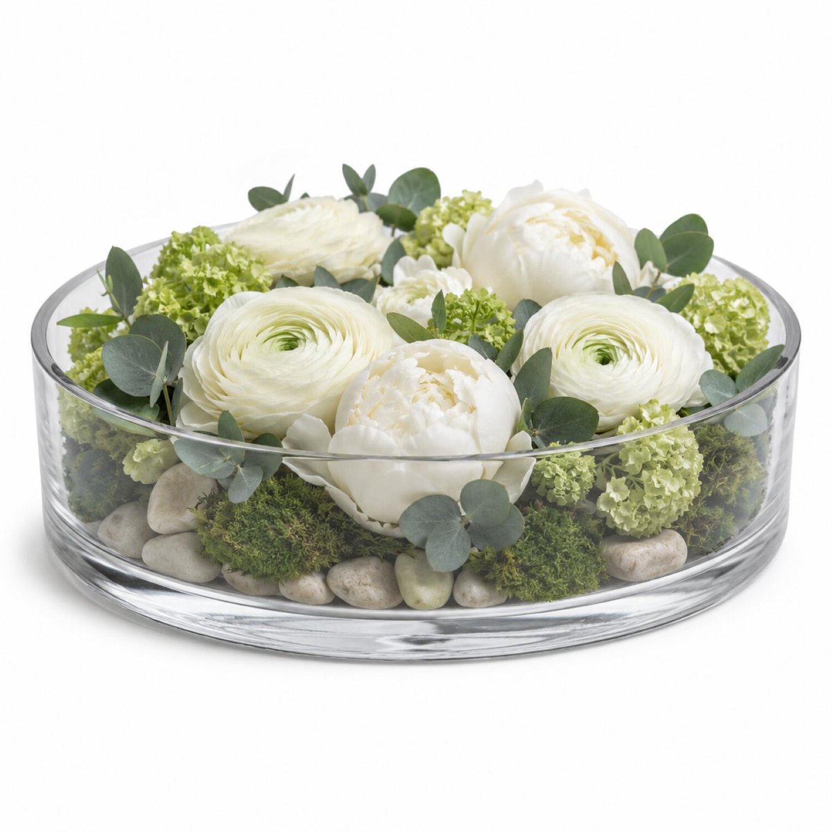Floran Decorations Lage schaal/vaas - rond - transparant glas - 13 x 30 cm - plat - platte glazen vazen