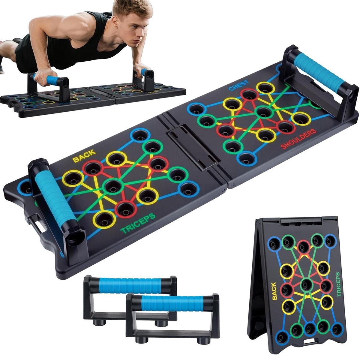 Multifunctioneel 24-in-1 Push Up Board voor Krachttraining, Thuis Fitness en Spieropbouw, Vouwbaar en Draagbaar voor Abs en Borstspieren voor Mannen en Vrouwen