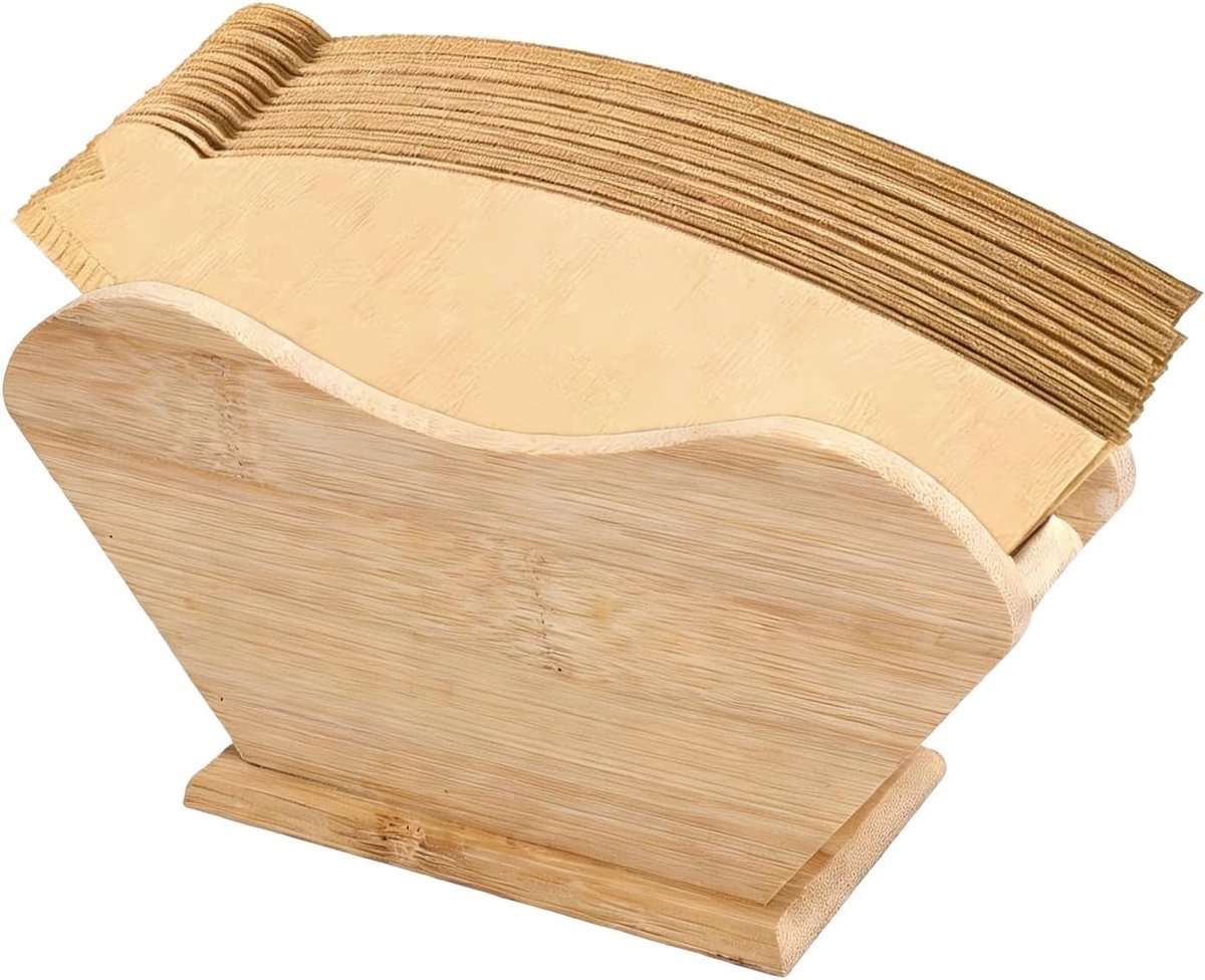 Houten filterhouder voor koffie, universele opbergoplossing voor filterzakken en filterpapier, geschikt voor maat 2 en 4