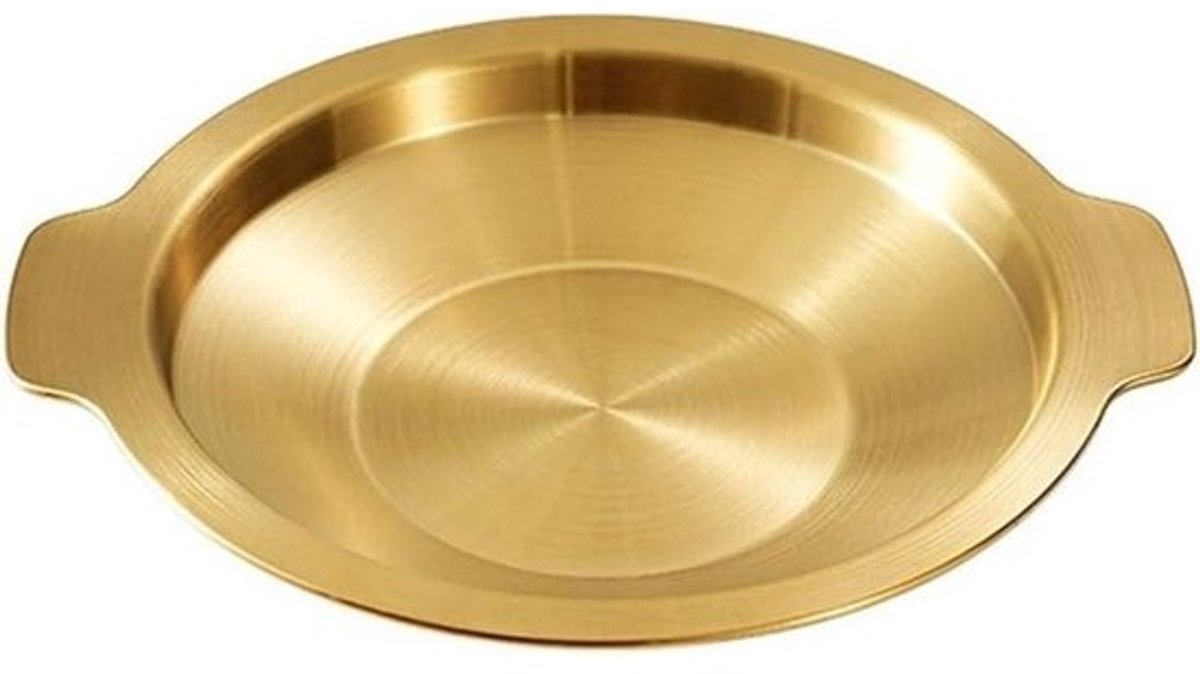 Roestvrijstalen wok - Koekenpan met platte bodem - Voor thuis koken - Lichtgewicht en wendbaar - 24 cm - Goud