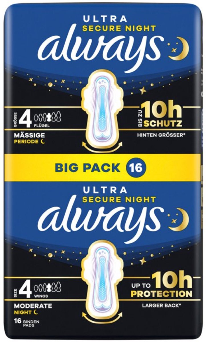 always Ultra maandverband, maat 4, met vleugels, 16 stuks