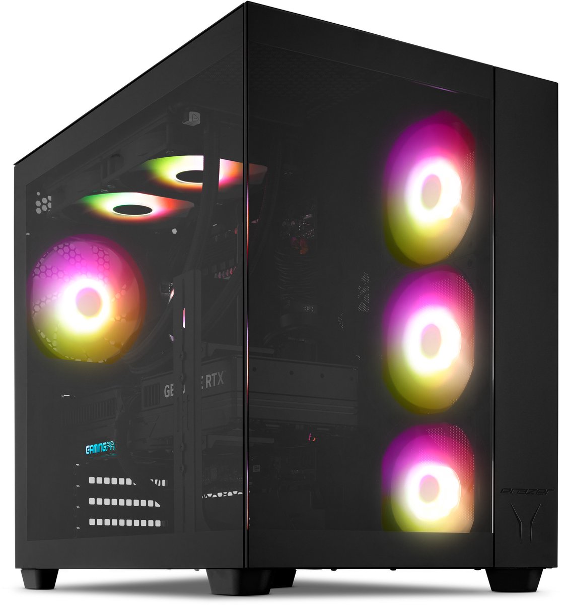 ERAZER Tank X15 (MD 340128) AMD Ryzen™ 7 7800X3D 32 GB DDR5-SDRAM 1 TB SSD NVIDIA GeForce RTX 5060 Ti Windows 11 Home Tower PC Vloeistofkoelsysteem Zwart