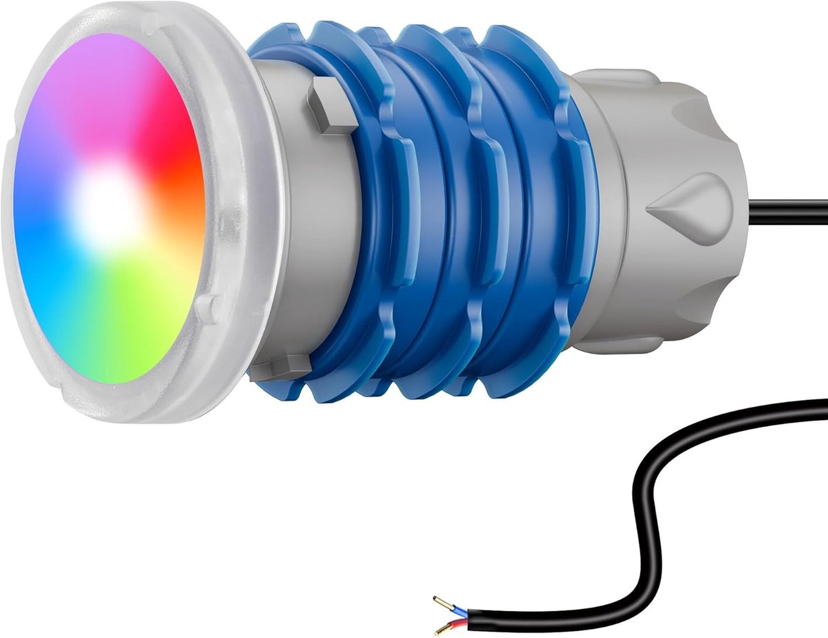 Mini LED RGB Swimming Pool Lights with 1.5" Thread, 6W Colorful Spot Underwater Lighting, 240lm Ø49mm, IP68 Waterproof - ShopVlot