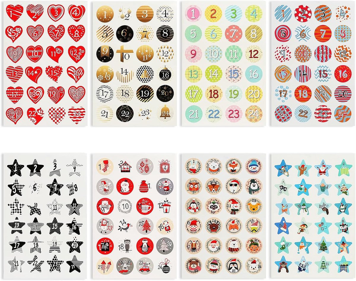 Advent Calendar, Number Advent Calendar, 1-24 Numbers, Decorative Stickers, Christmas Calendar, Christmas Stickers for - ShopVlot