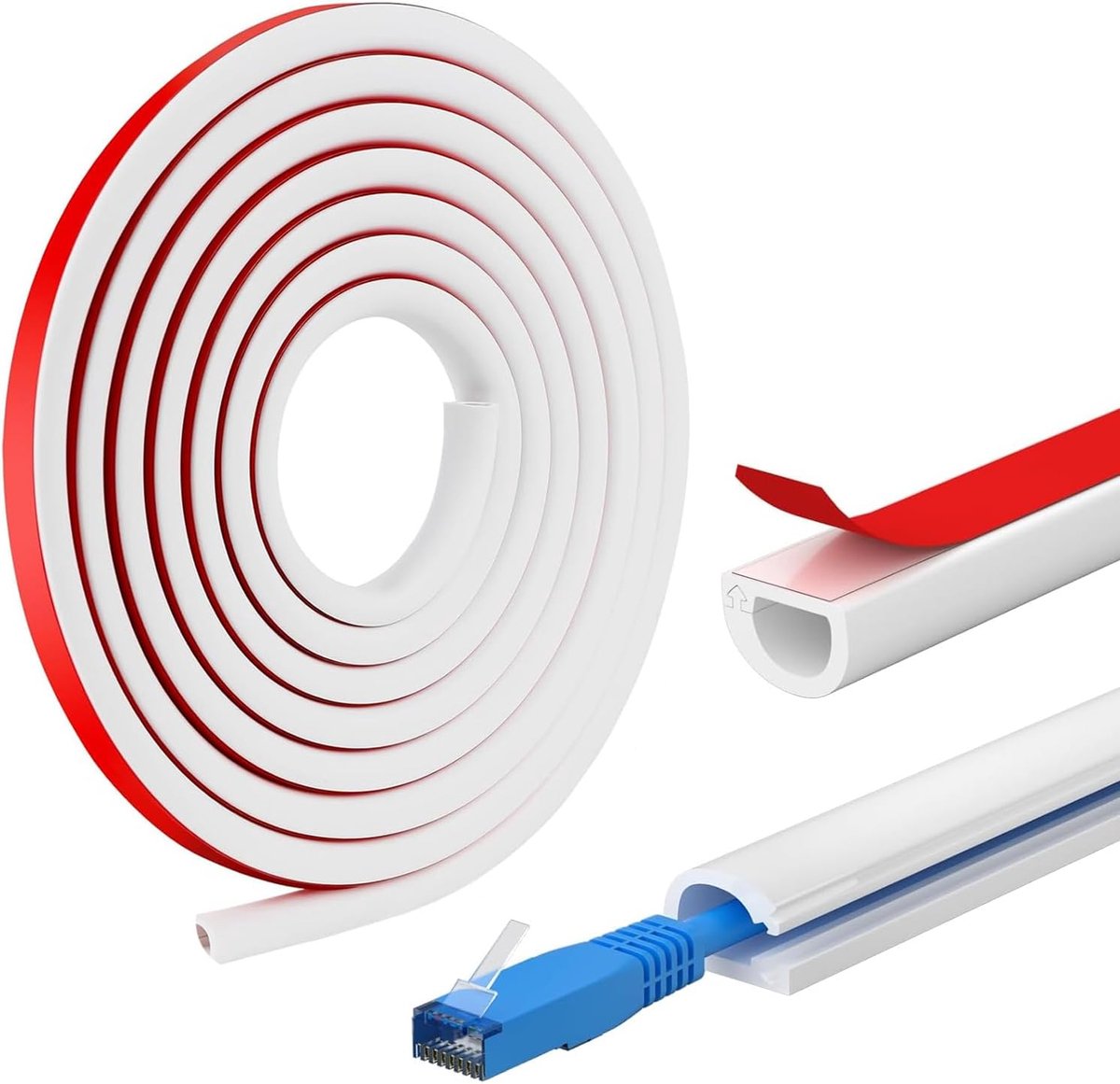 Cable Tray, Wall Cable Cover, TV Wall Cable Tray, Self-Adhesive, PVC Cable Tray, Soft Cable Tray, Electrical Lines - ShopVlot