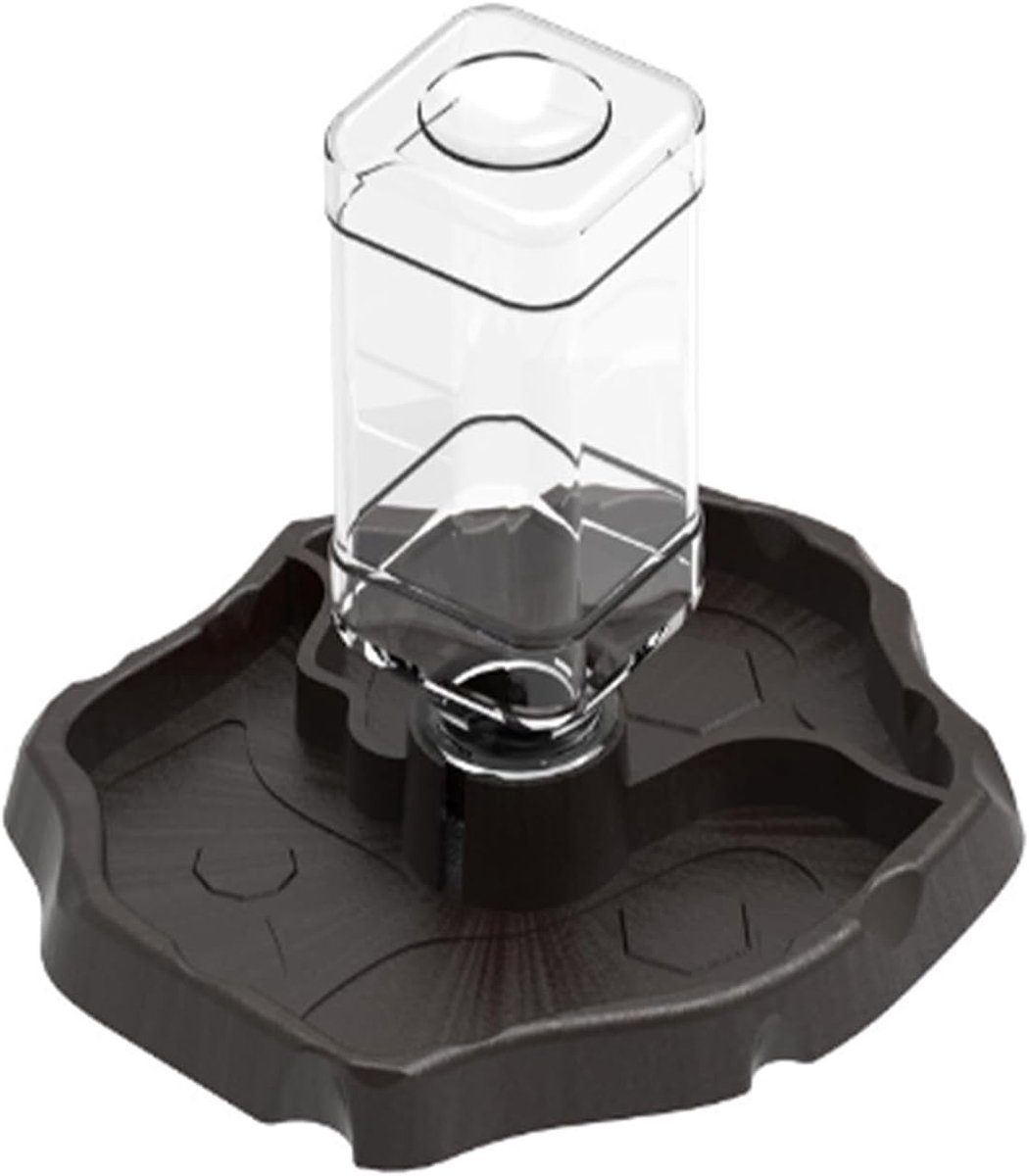 Huisdier voederautomaat voor reptielen - 2 in 1 dispenser - donkerbruin - automatische wateropslag - ShopVlot