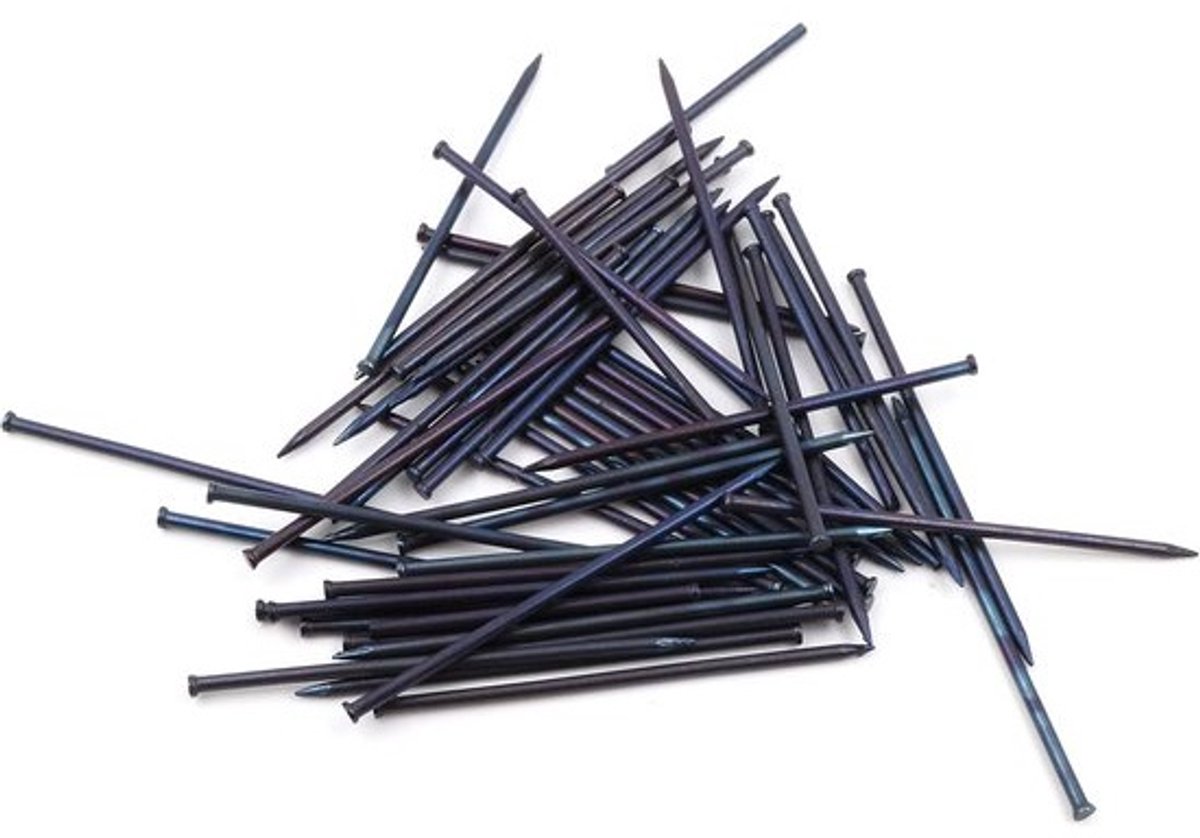 Stalen pennen - Kleine nagels - Voor het bevestigen van plinten - Verzonken kop - 15 x 40 mm - Blauw