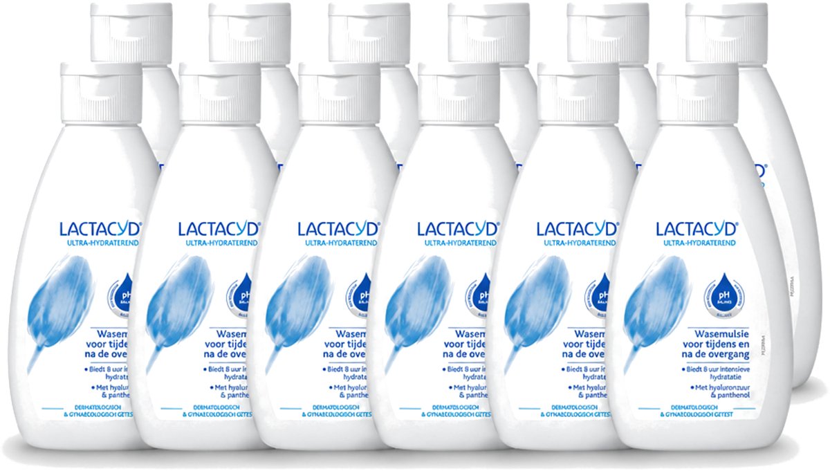 12 x Lactacyd – Ultra Hydraterend – Voor tijdens en na de overgang – 200 ml - Voordeelverpakking - 12 stuks