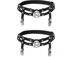 alisikee Verstelbare stervormige beenkousenband met antislip clips, elastische gothic dij-ring kousenband voor dames - ShopVlot