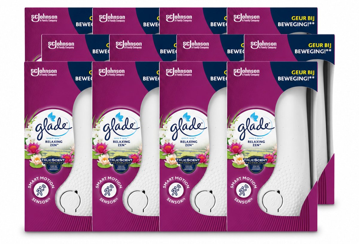 12 x Glade - Houder Sense & Spray - Relaxing Zen - 18 ml - Voordeelverpakking - 12 stuks