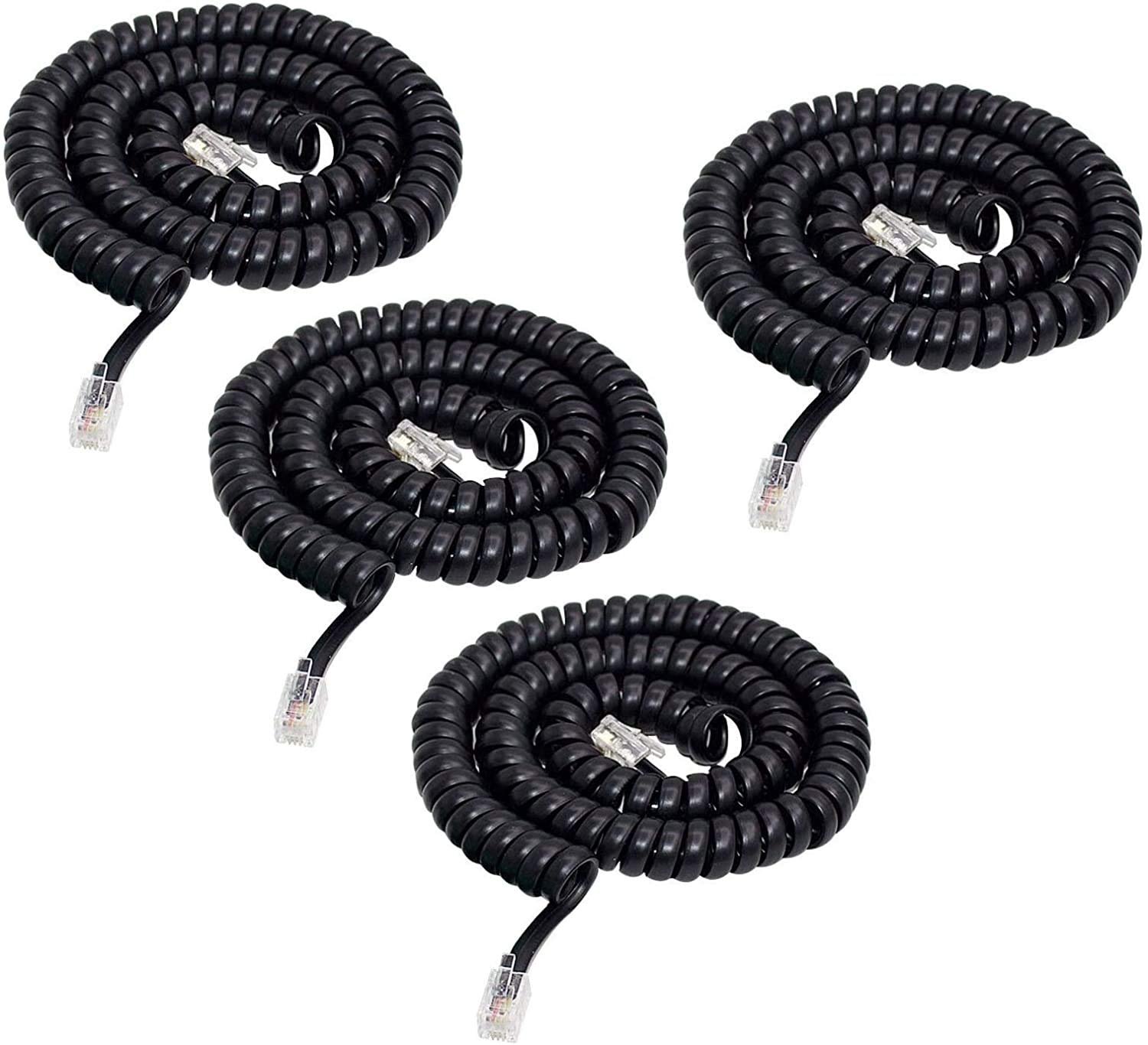 Telefoon Handset Kabelsnoer 6Ft - Modulaire Gerolde RJ9 - Extra lengte voor kantoor of thuis - 4 stuks - m-winkel