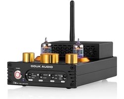 Buisversterker HiFi Bluetooth 5.0 - 160 Watt x2 Uitgangsvermogen - MM Phono-ingang - Zwart - Voor Passieve Luidsprekers