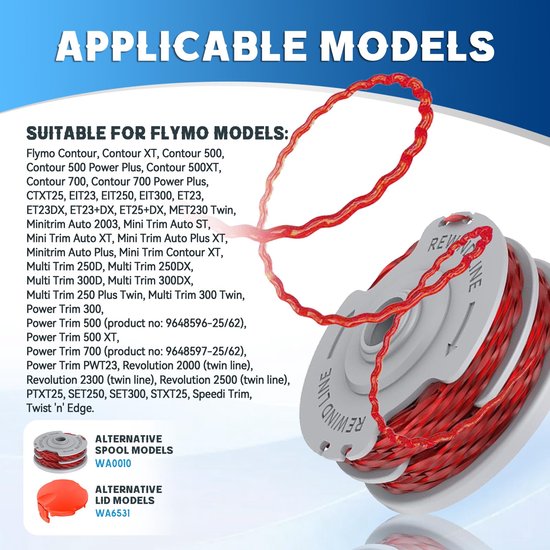 4 Stuks Vervangende Trimmerspoelen voor Flymo — afbeelding 4
