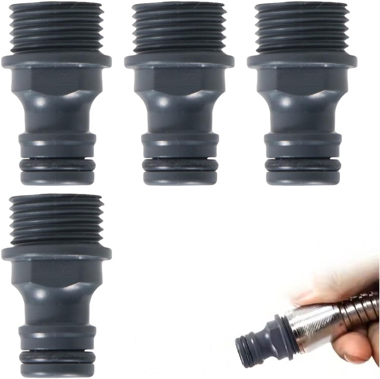 Sneladapter G1/2 inch - 4 stuks - met afdichtring - eenvoudige aansluiting voor tuinslang - m-winkel