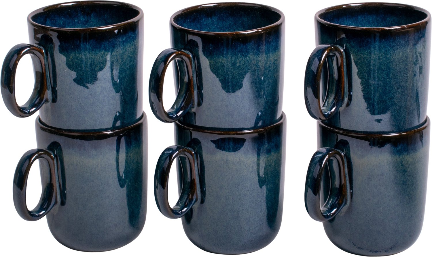 Set van 6 koffiemokken - met oor - 250 ml - 6 persoons - blauw - Portugees stoneware - Faro - Kade 171 kopjes - hip en trendy