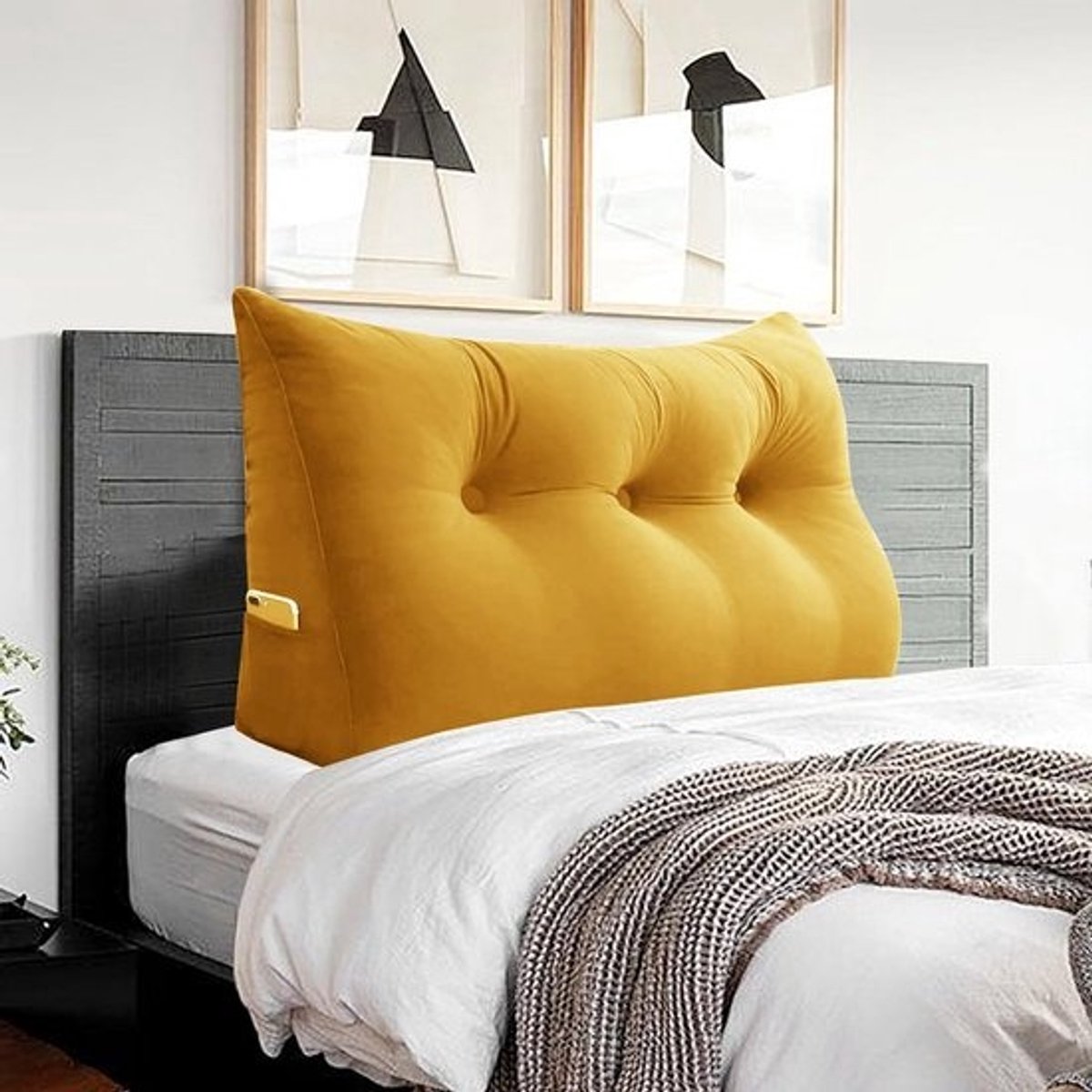 Ergonomisch groot rugkussen - XXL - voor bed en bank - Comfortabele rugleuning - met voering