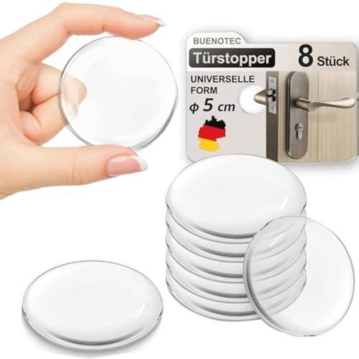 Zelfklevende deurstopper - Transparante wandbescherming - voor muur en deur - 8 stuks
