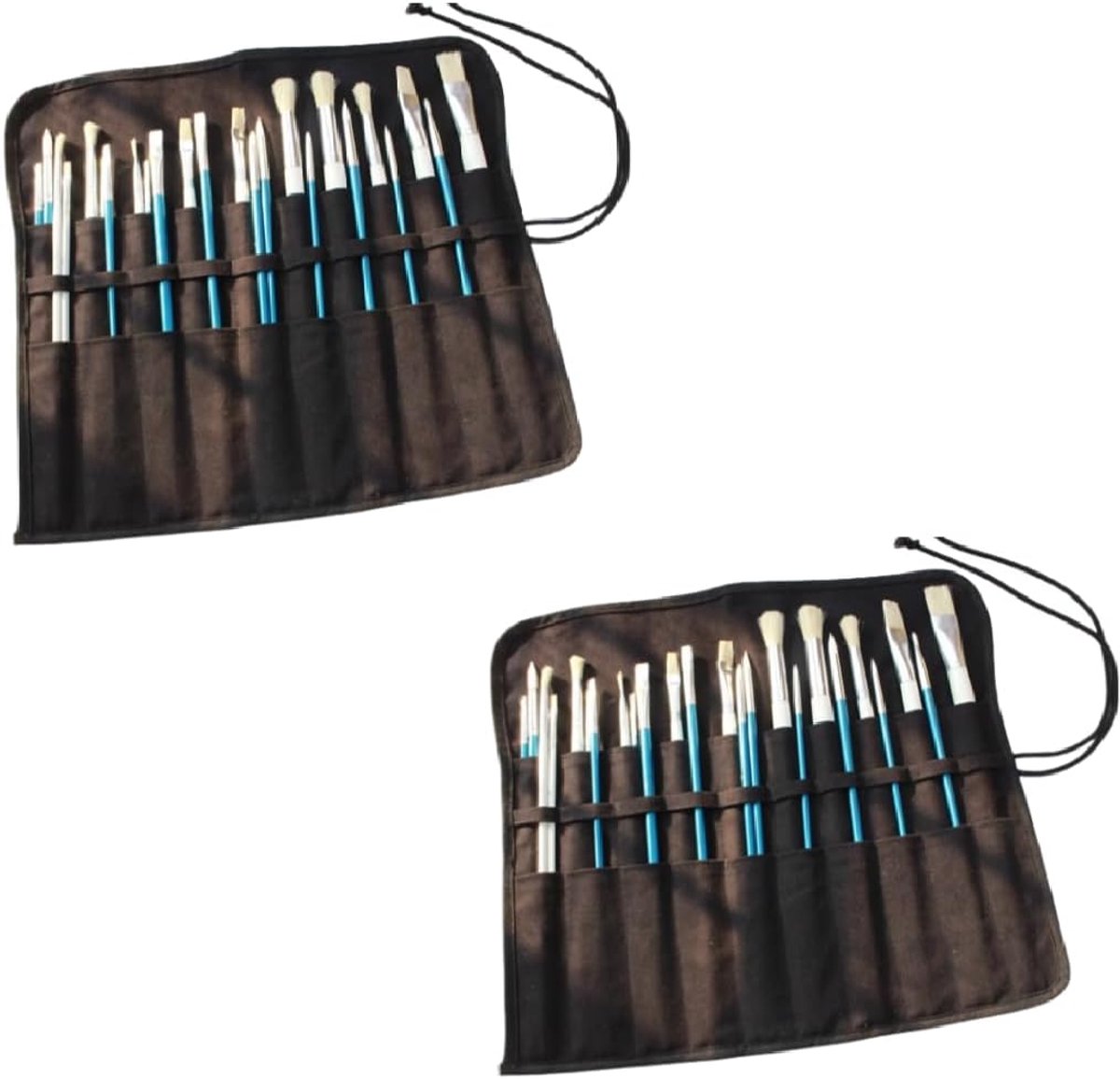 Potlodenetui Canvas Zoompotlood Etui Gouache Aquarelpen Olieverfpen Gordijnpen Opbergzak-2-Pack Black