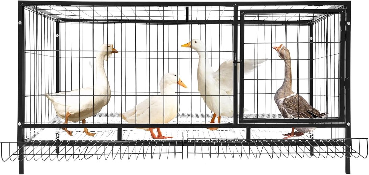 Kippenhok voor kleine dieren met slot, stabiel en veilig box, afneembaar dakpaneel, vrijloop, kooi voor kippen, eenden, konijnen, katten