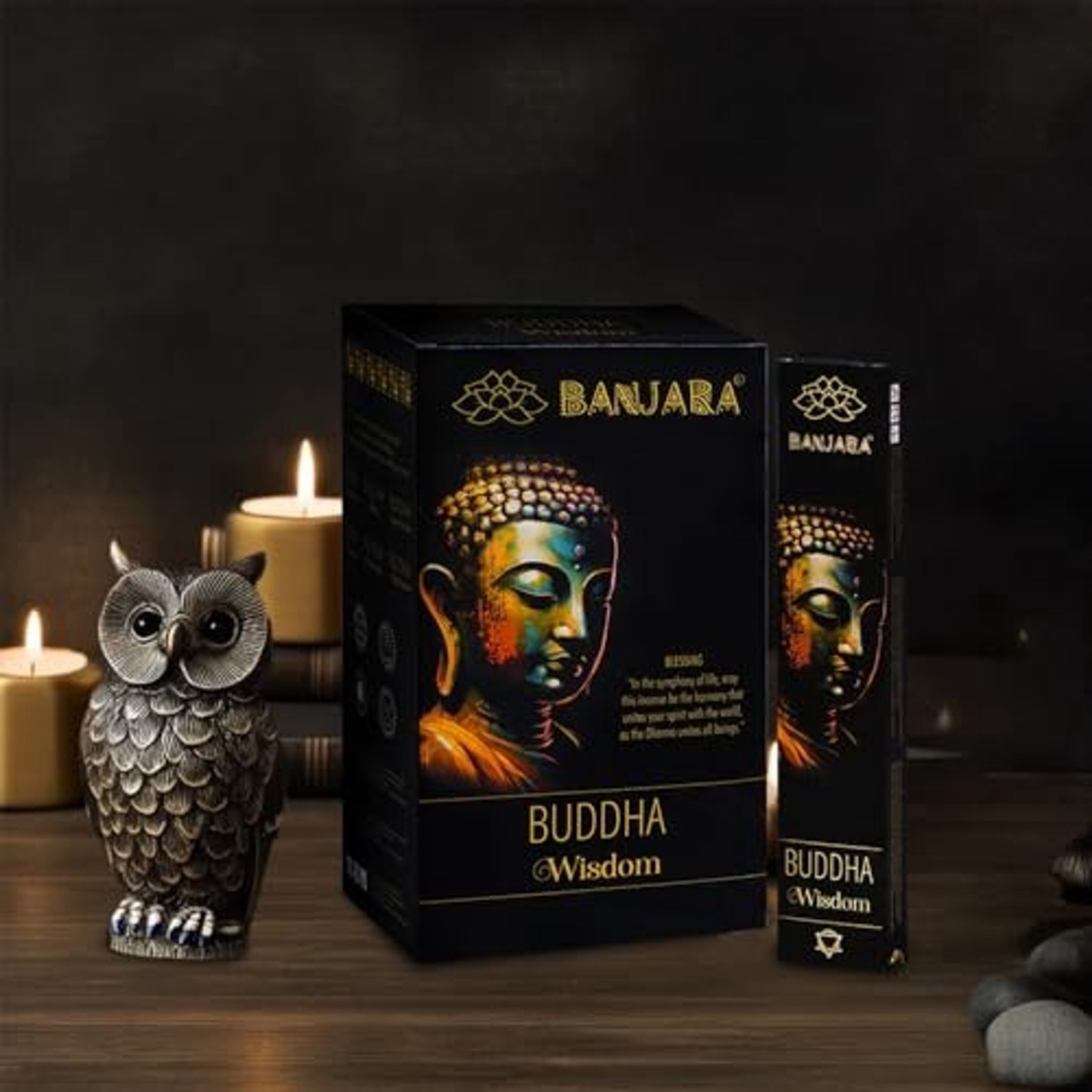 Buddha Wisdom Wierook Sticks - 3 Packs + Aromasenses Plate