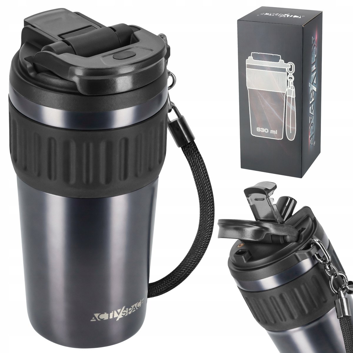 Merkloos Thermosbeker met Rietje & Tuit - 630ml - Warm/Koud
