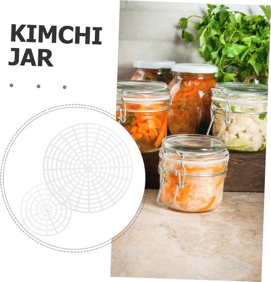 5 Stuks Voor Inblikpotten Canning Jar Presser Tool Augurk Jar Tool Canning Mesh Presser Roosterplaatdruk Gisting Van Het Potroosterplaat Pe White — afbeelding 2