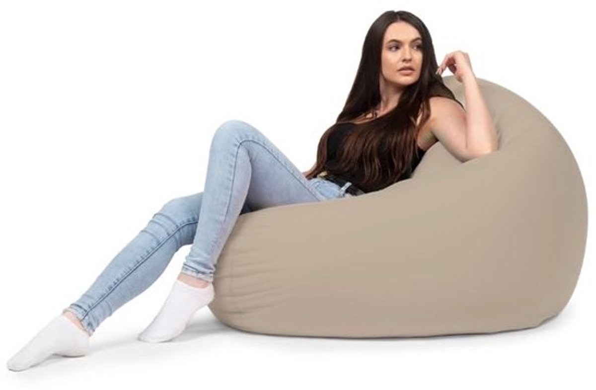 Zitzakfauteuil - Zitkussen en vloerkussen - Voor binnen en buiten - Waterdichte stof - Ø 100 cm - Beige