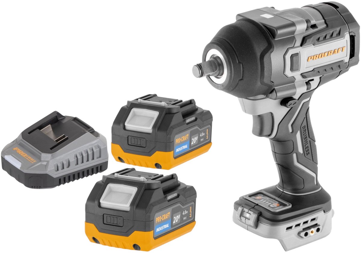 ProCraft Industrial IW850A-BB accu-slagmoersleutel 20 V 850 Nm 1/2" borstelloos Solo - zonder accu, zonder oplader