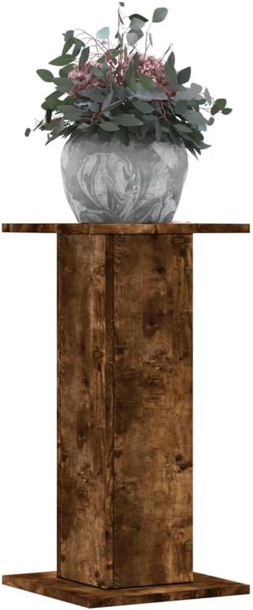 Set van 2 bloemenstandaard, rookeiken, 30 x 30 x 60 cm, decoratieve zuil voor kamerplanten, vierkante plantentafel van hout, stabiele bloemenkruk voor woonkamer