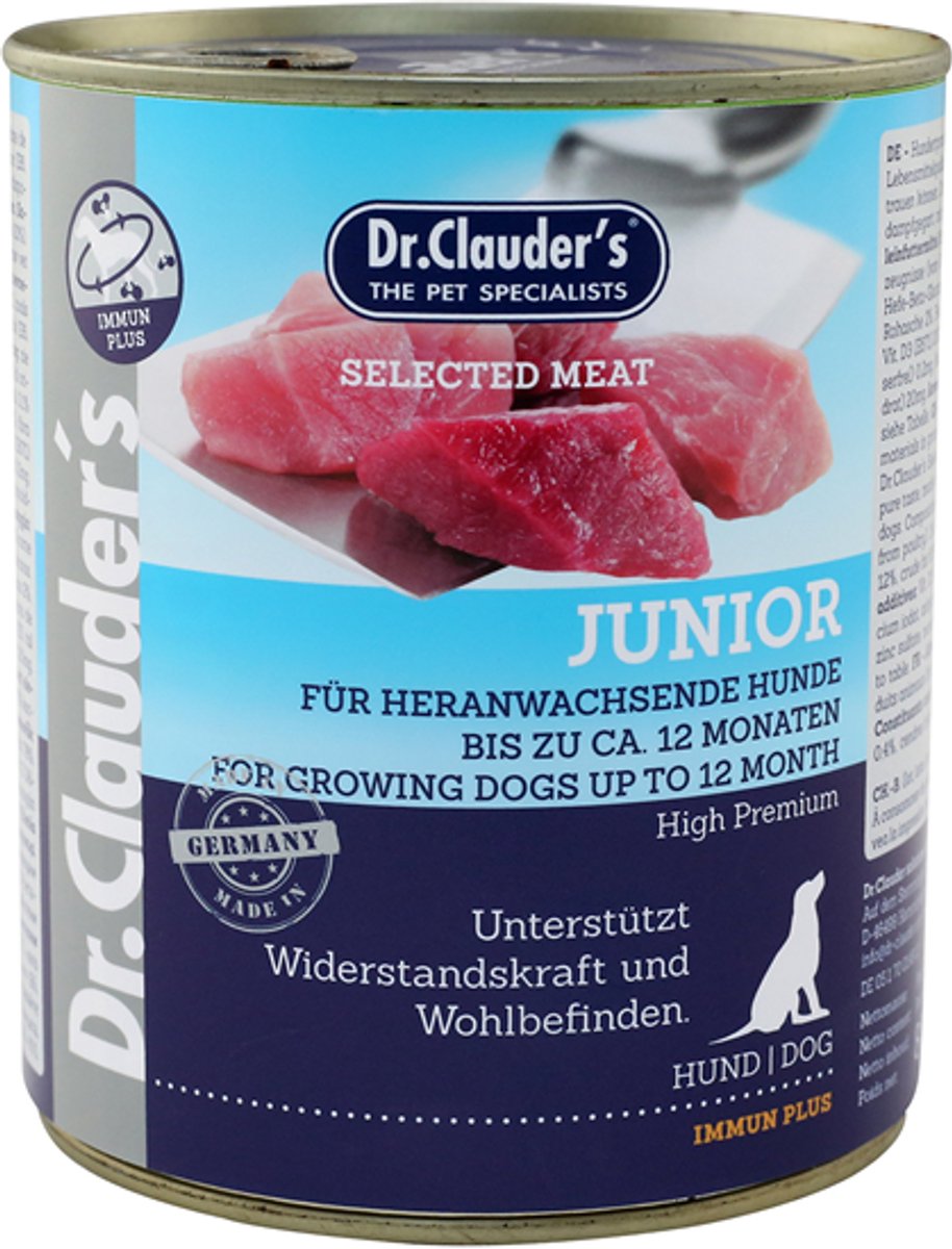 Dr Clauder's nat hondenvoer blik Selected Meat Junior 6x800g - 6x800g