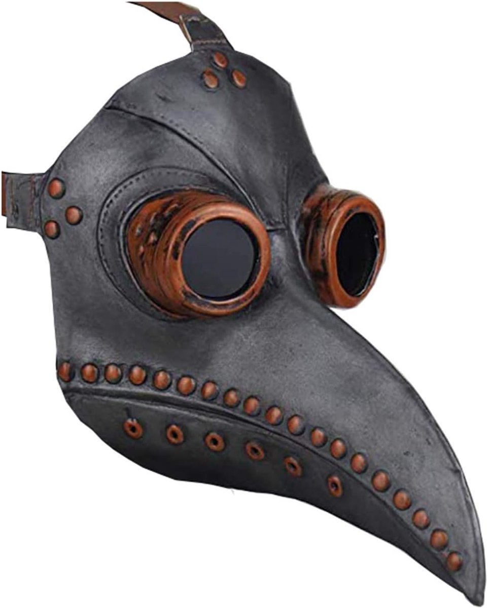 Pest Dokter Vogelmasker Latex Halloween Kostuum Vogel Lange Neus Punk, Zwart 2, One size