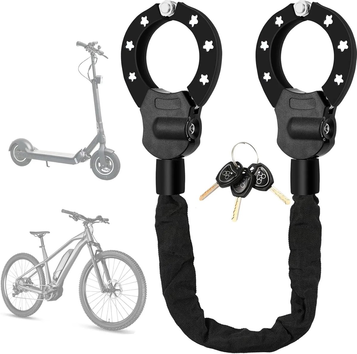 Nyoz e-scooterslot - Ketting slot - Scooter slot - 93 cm - 8 mm dikke ketting - Handboeienslot - 3 sleutels - Gelegeerd staal