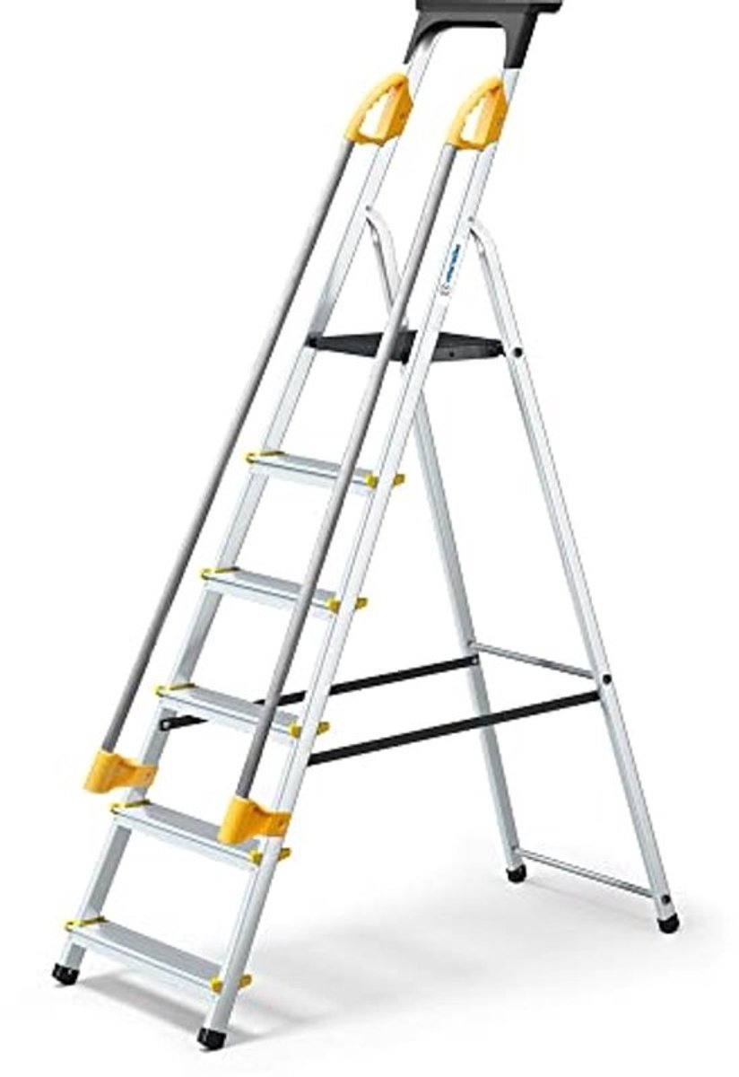 Veilige opklapbare trapladder - Met 6 treden en gereedschapshouder