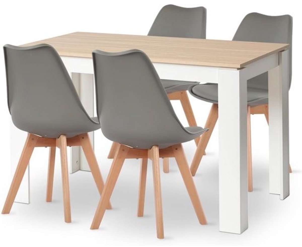 Eetkamerset - 4 stoelen - Rechthoekige houten tafel, 120 cm