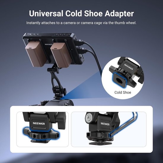 Monitor Steun Adapter voor 5 Inch Field Monitor, 2 Assen, 360° Rotatie en 180° Kanteling, Camera Accessoires voor Fotografie en Videoproductie — afbeelding 3