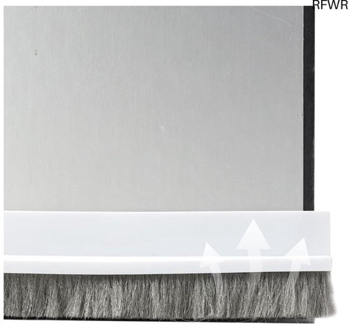 RFWR® Tochtstopper voor deuren - afdichtingstape met borstel voor geluidsisolatie en bescherming tegen lawaai en stof (100 cm, wit)