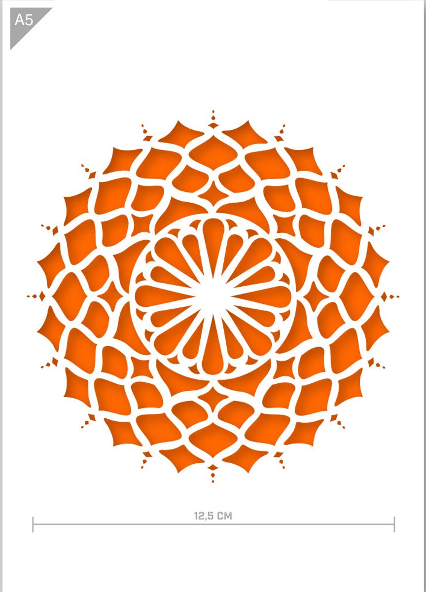 QBIX Mandala Sjabloon A5 Formaat Kunststof - Uitsnede diameter 12,5cm