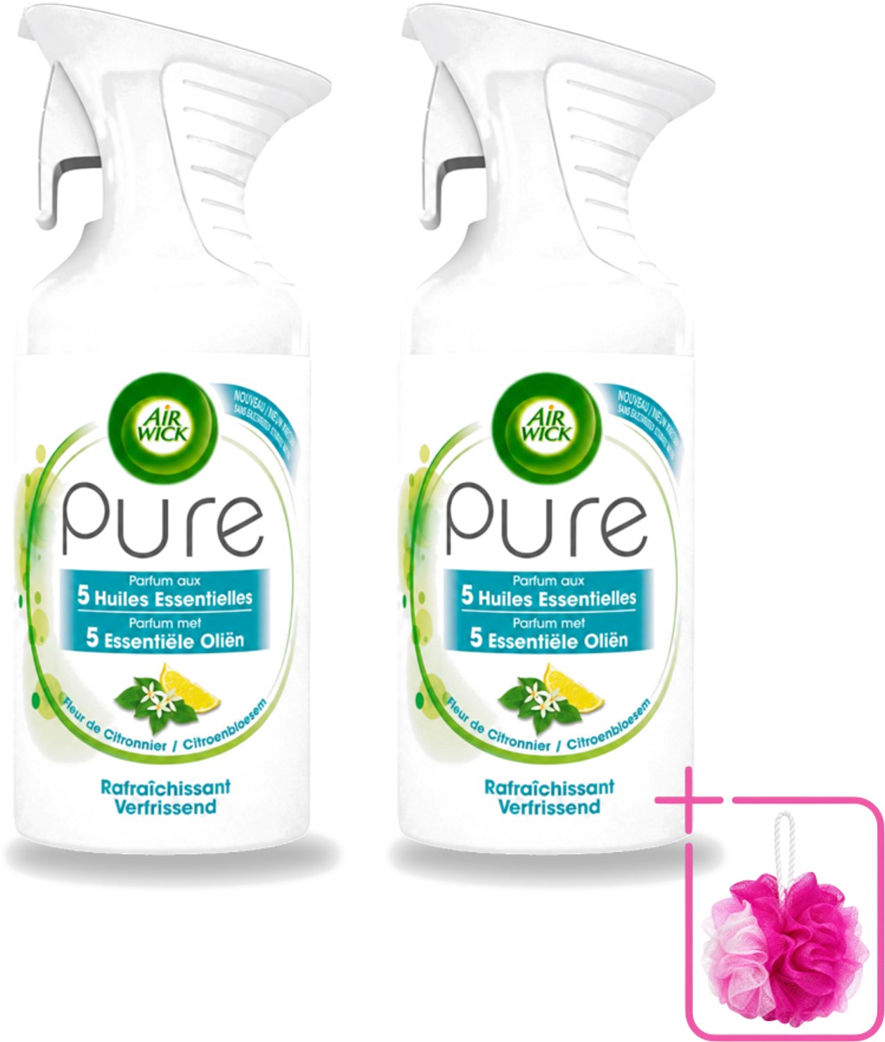 2 x Air Wick - Luchtverfrisser - Essentiële Oliën - Citroenbloesem - Spray - 250 ml - Bulkverpakking - Luchtverfrisser citroenbloesem - Citroenbloesem geur
