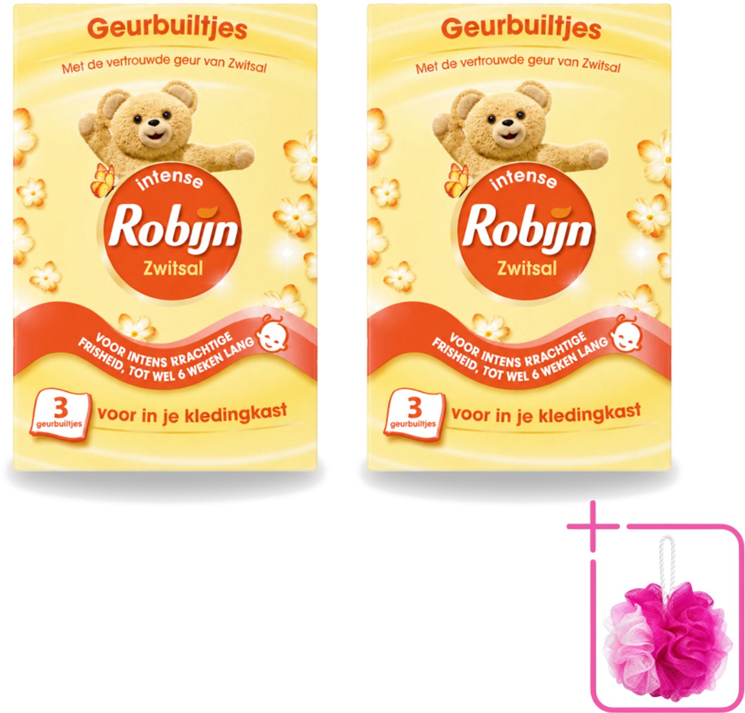 2 x Robijn - Zwitsal - Geurbuiltjes - Zachte Babygeur - Hypoallergeen - 3 Geurbuiltjes - Bulkverpakking - Zwitsal geur - Douchemop - Geurbuiltjes
