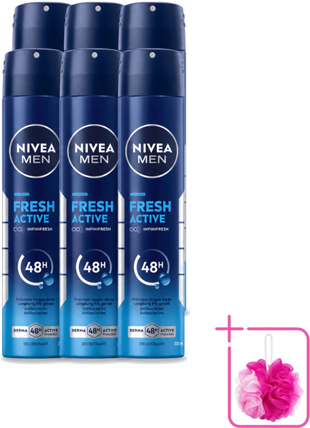 6 x Nivea - Deo Spray XL - Fresh Active - 48 Uur Lang Werkend - 200 ml - Bulkverpakking - Deodorant spray - Frisheid