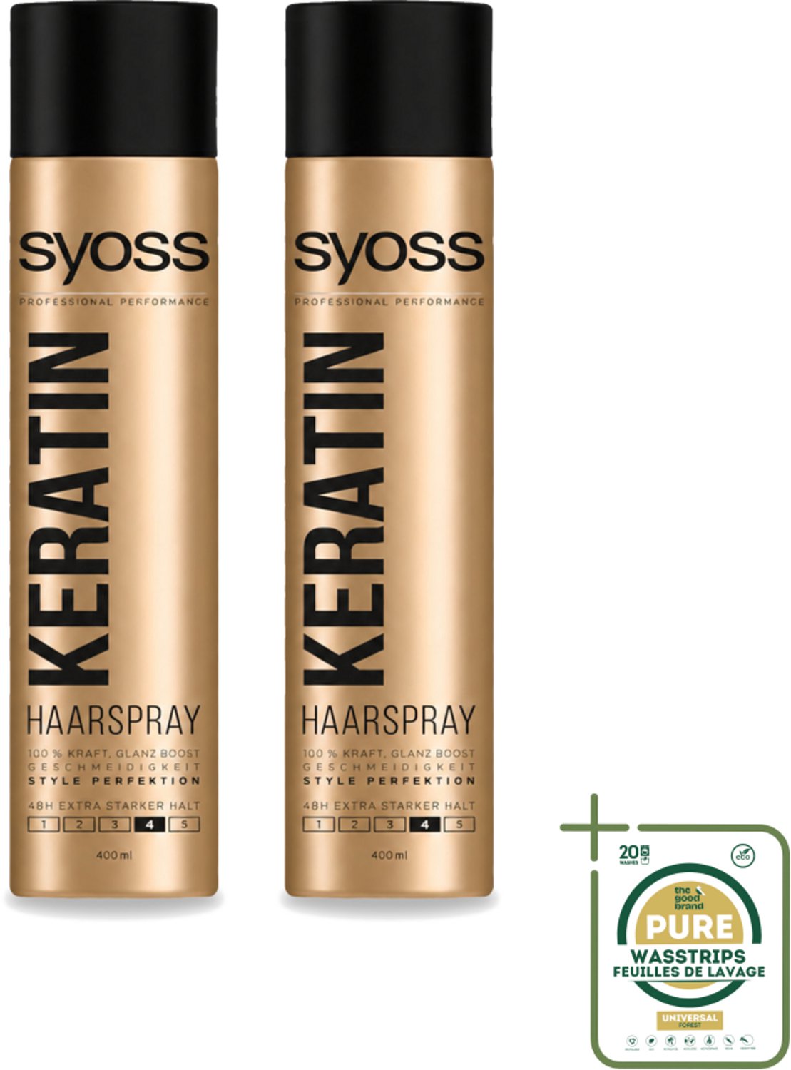 2 x Syoss – Haarspray – Keratin Hold 4 – 400 ml - Wasstrips - Haarspray Keratine - Keratine Hold - Haarspray Level 4 - Extra Sterke Fixatie - Langdurige Hold