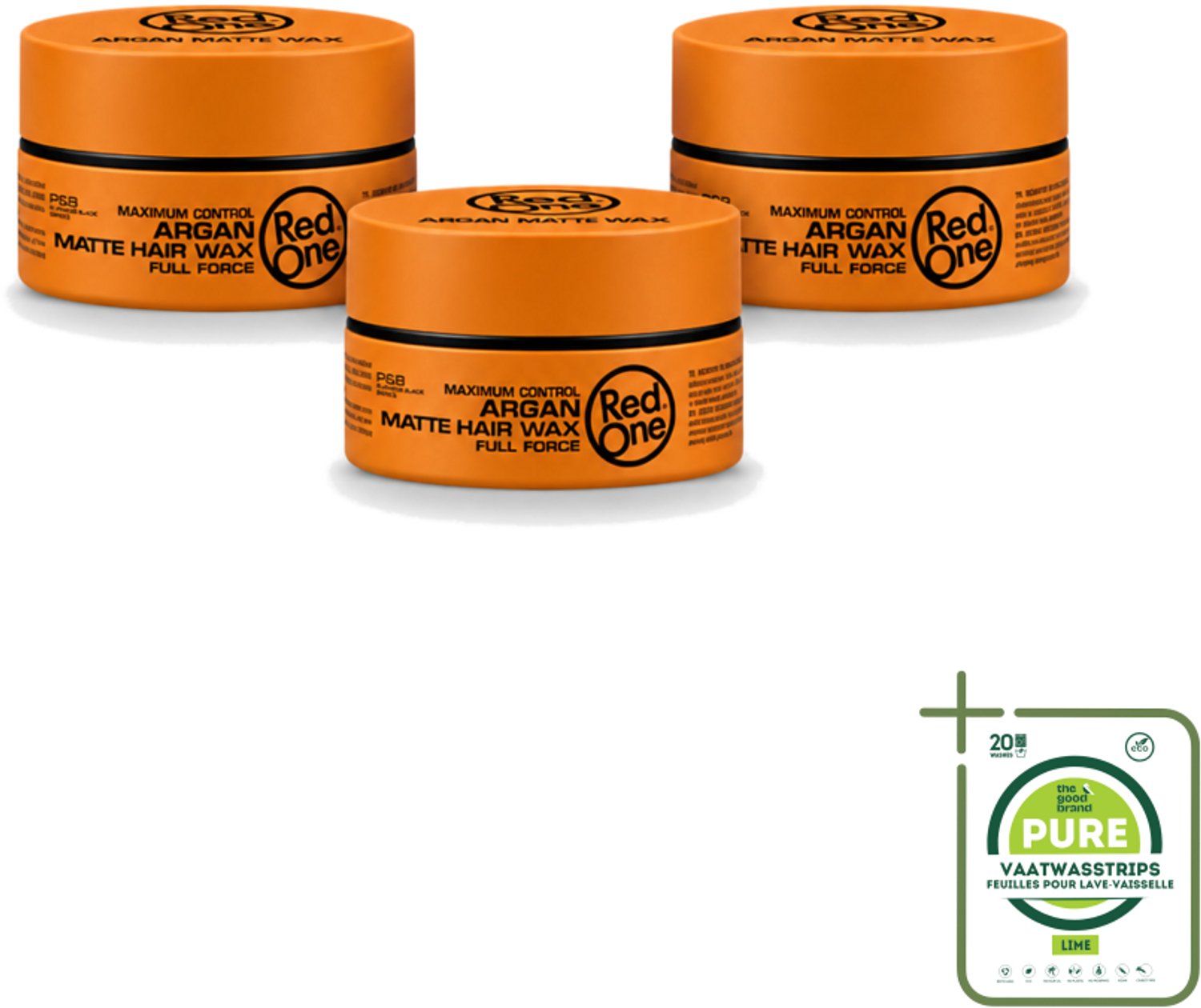 3 x Red One - Haarwax - Argan Matte - Verzorgende Styling - Voor Intensieve Verzorging & Matte Look - 150 ml - Grootverpakking - Haarwax - Arganolie - Matte Look - Verzorgend Haar - Styling Wax