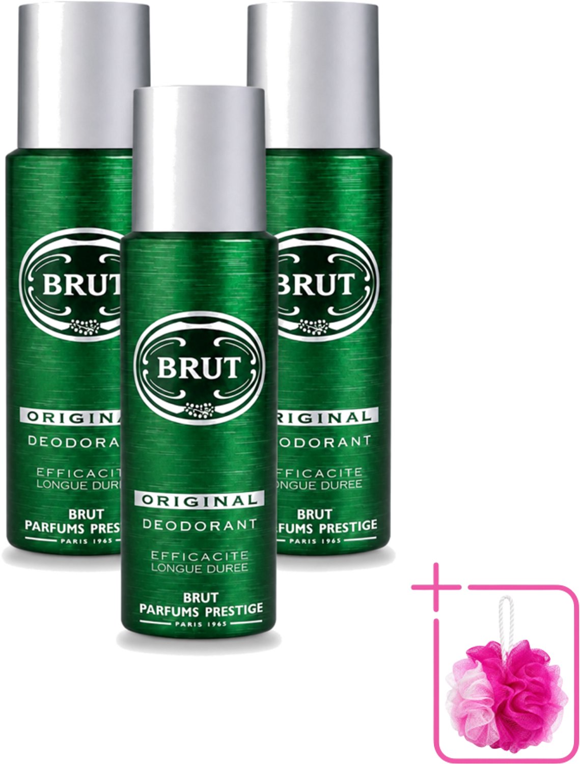 3 x Brut - Deodorant - Spray - Original - Langdurige frisheid - 200ml - Bulkverpakking - Deodorant spray - Douchemop - Lichaamsgeur